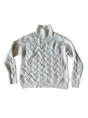 DUFFY Merino Wool Alpaca Cream Turtleneck Sweater Small Cozy Apres Ski Winter